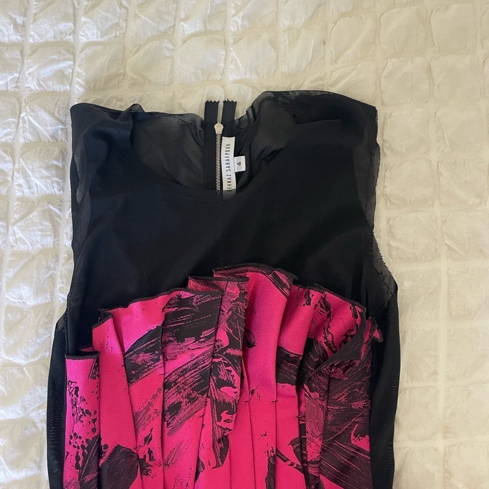 Behnaz Sarafpour Black and Pink Evening Dress as seen on Vogue - Picture 4 of 11